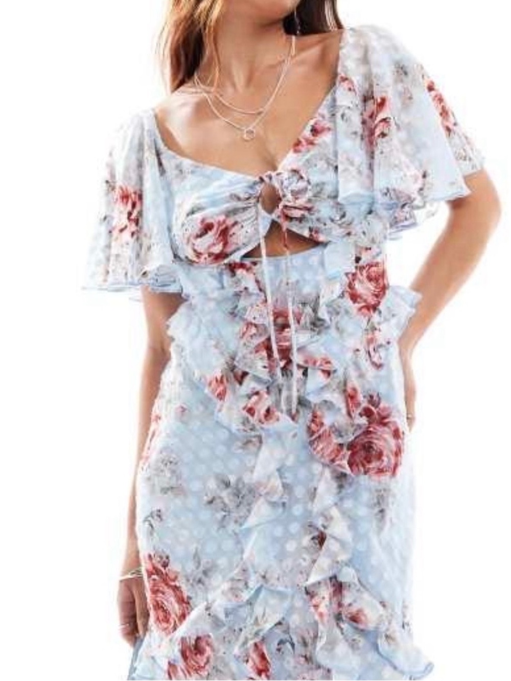 ASOS design flutter sleeve ruffle maxi dress
